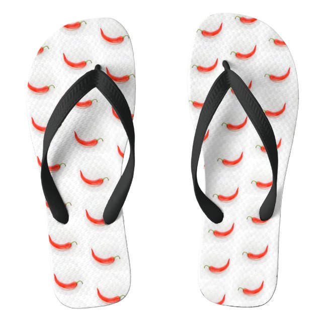 Hot pepper Hearts white red  Flip Flops (Footbed)