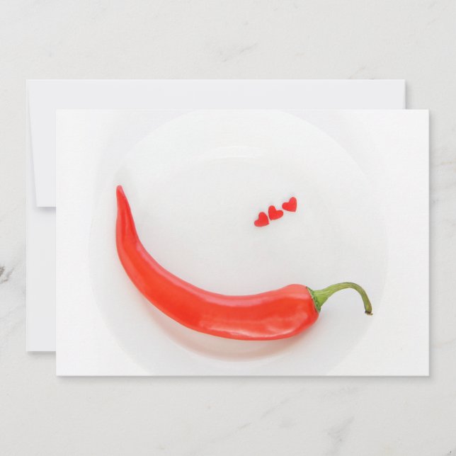 Hot pepper Hearts white red  Invitation (Front)