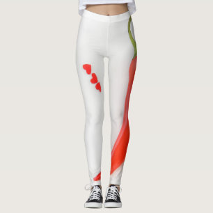 Hot pepper Hearts white red Leggings