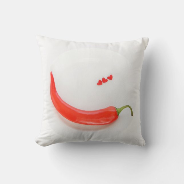 Hot pepper Hearts white red  Throw Pillow (Front)