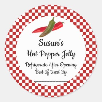 Hot Pepper Jelly Custom Canning Jar Sticker by Mousefx at Zazzle