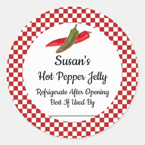 Hot Pepper Jelly Custom Canning Jar Sticker