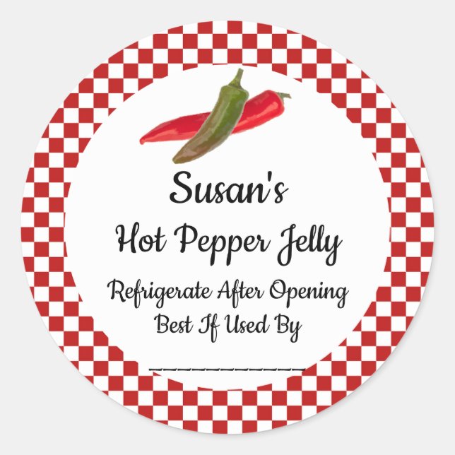 Hot Pepper Jelly Custom Canning Jar Sticker (Front)