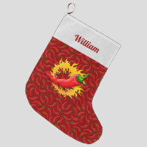 Hot Pepper with Flame Christmas Stocking
