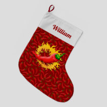 Hot Pepper with Flame Christmas Stocking