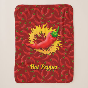 Hot Pepper with Flame Sherpa Blanket