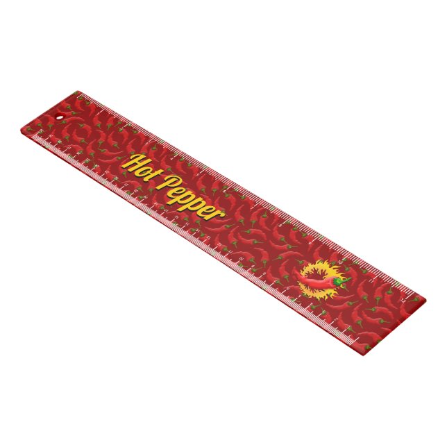 Hot Pepper with Flames 12 inch Ruler (Angled)