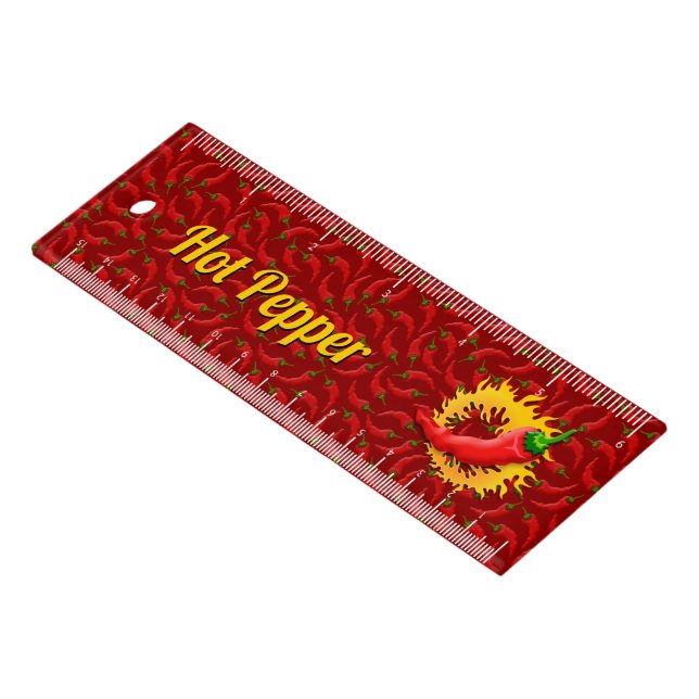 Hot Pepper with Flames 6 inch Ruler (Angled)