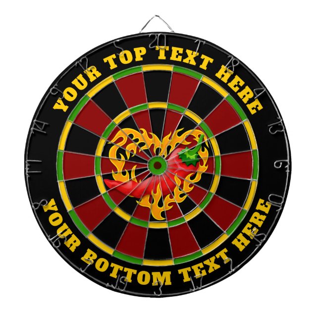 Hot Pepper with Heart Flame Dart Board (Front)