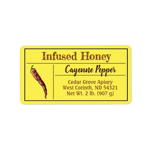 Hot Pepper Yellow Infused Honey Label