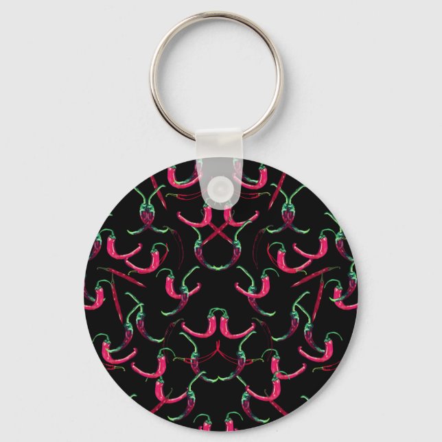 Hot Peppers Custom background  Keychain (Front)