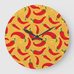 Hot Peppers Large Clock