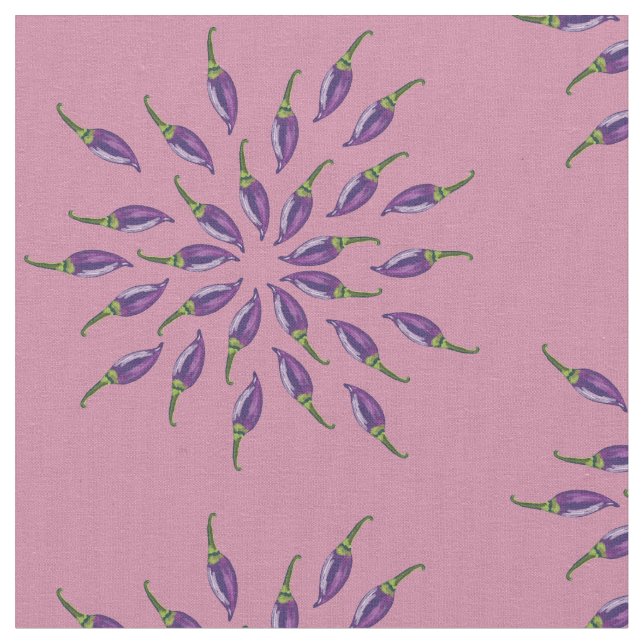 Hot Peppers Mandala Fabric (Close Up)