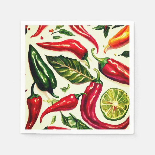 Hot Peppers Paper Party Napkins (Front)
