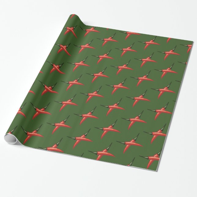 Hot Peppers, Purple Blossom Custom Wrapping Paper (Unrolled)