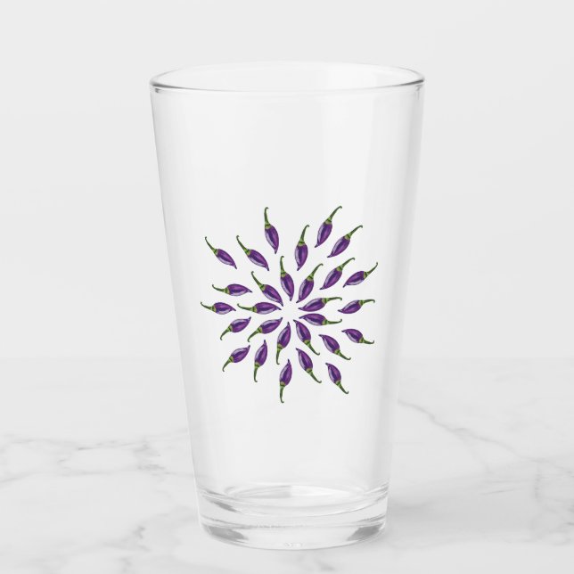 Hot Peppers Purple Mandala Art Glass (Front)