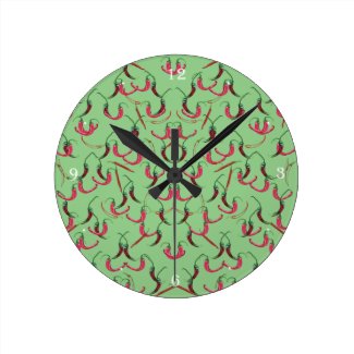 Hot Peppers  Round Clock