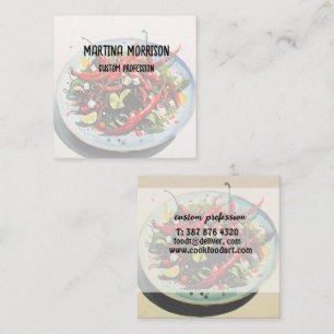 Hot Peppers Salad Square Business Card