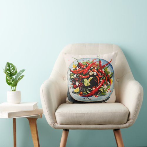 Hot Peppers Salad  Throw Pillow