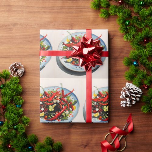 Hot Peppers Salad  Wrapping Paper