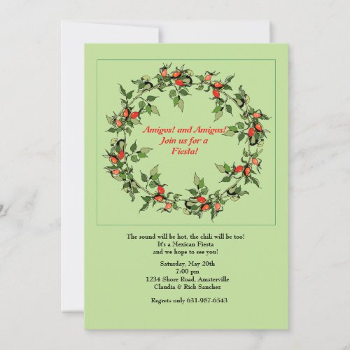 Hot Peppers Wreath Invitation