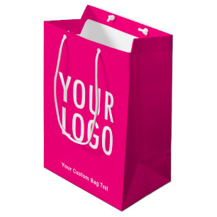 Hot Pink 10 inch Gift Bag with Custom Logo Medium