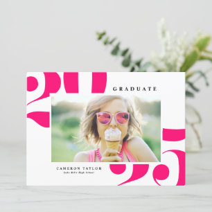 Hot Pink 2025 Bold Typography Photo Graduation Announcement
