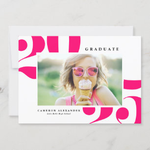 Hot Pink 2025 Bold Typography Photo Graduation Announcement
