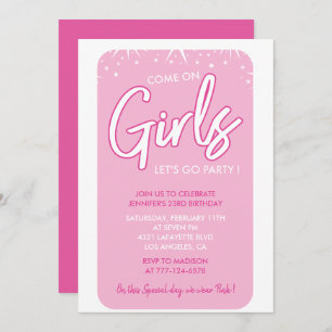 Hot pink 23rd birthday invitations Girl Modern