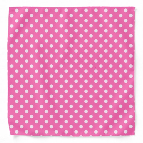 Hot Pink 2 and White Polka Dots Pattern Bandana