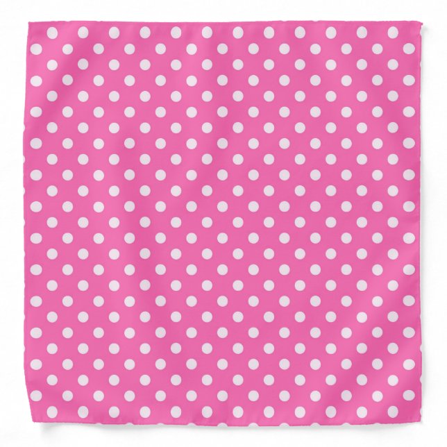 Hot Pink #2 and White Polka Dots Pattern Bandana (Front)