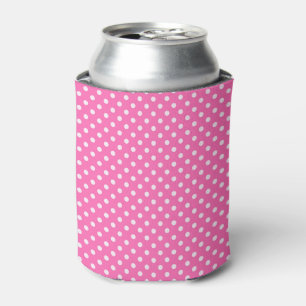 Hot Pink #2 and White Polka Dots Pattern Can Cooler