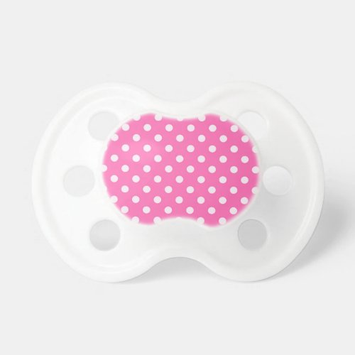 Hot Pink 2 and White Polka Dots Pattern Pacifier