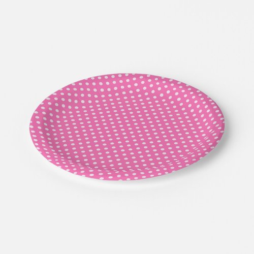 Hot Pink 2 and White Polka Dots Pattern Paper Plates