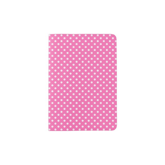 Hot Pink #2 and White Polka Dots Pattern Passport Holder (Front)