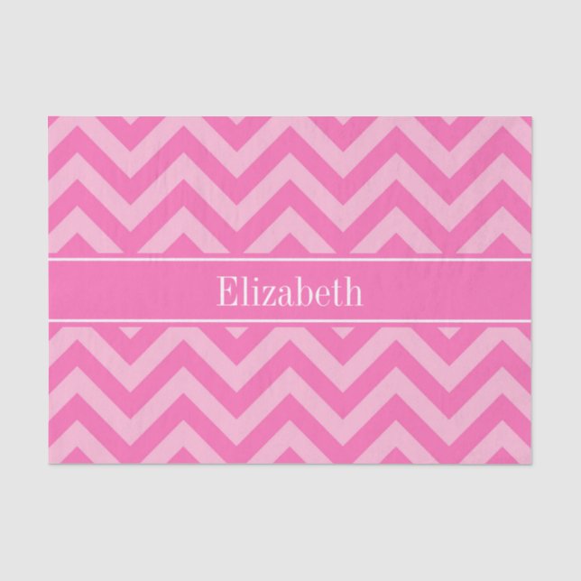 Hot Pink #2 Cotton Candy LG Chevron Name Monogram Tissue Paper (Front)