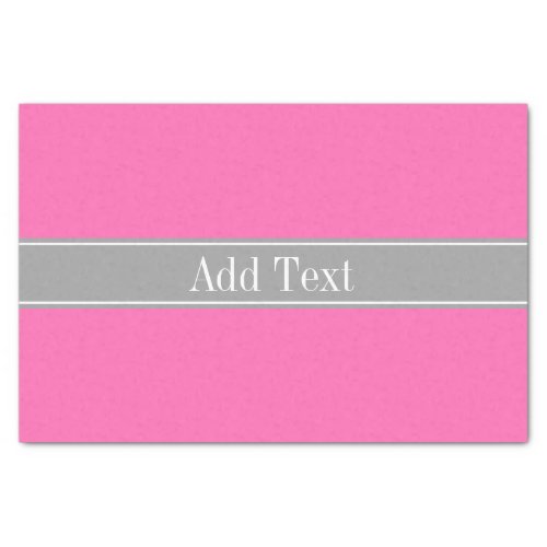 Hot Pink 2 Dark Gray Ribbon Name Monogram Tissue Paper