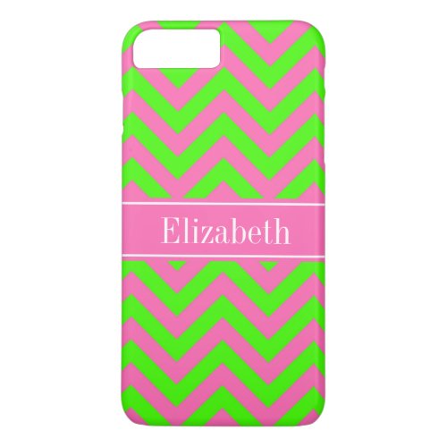 Hot Pink 2 Lime Green LG Chevron Name Monogram iPhone 8 Plus7 Plus Case