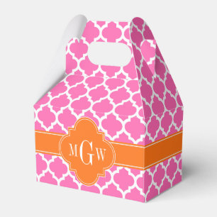 Hot Pink#2 Moroccan #5 Pumpkin 3 Initial Monogram Favor Boxes