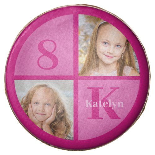 Hot Pink 2 Photo Personalized Birthday Girl Party Chocolate Covered Oreo