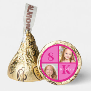 Hot Pink 2 Photo Personalized Birthday Girl Party Hershey®'s Kisses®