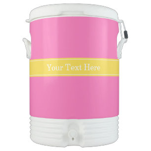 Hot Pink #2, Pineapple Ribbon Name Monogram Beverage Cooler