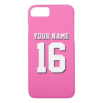 Hot Pink #2 Sporty Team Jersey Iphone 8/7 Case by FantabulousCases at Zazzle