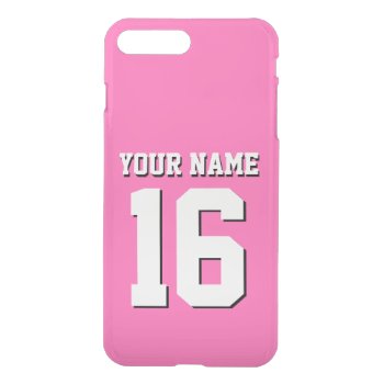 Hot Pink #2 Sporty Team Jersey Iphone 8 Plus/7 Plus Case by FantabulousCases at Zazzle