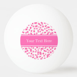 Hot Pink 2 Stars White BG, Hot Pink Name Monogram Ping-Pong Ball