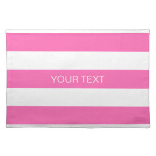 Hot Pink #2 White Horiz Preppy Stripe #3 Monogram Placemat