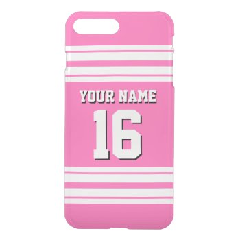 Hot Pink #2 White Team Jersey Custom Number Name Iphone 8 Plus/7 Plus Case by FantabulousCases at Zazzle