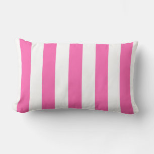 Hot Pink #2 White XL Stripes Pattern Lumbar Pillow
