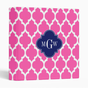 Hot Pink #2 Wht Moroccan #4 Navy Name Monogram Binder