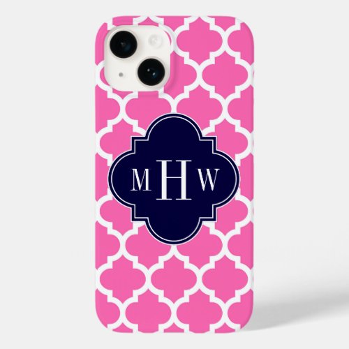 Hot Pink2 Wht Moroccan 5 Navy 3 Initial Monogram Case_Mate iPhone 14 Case